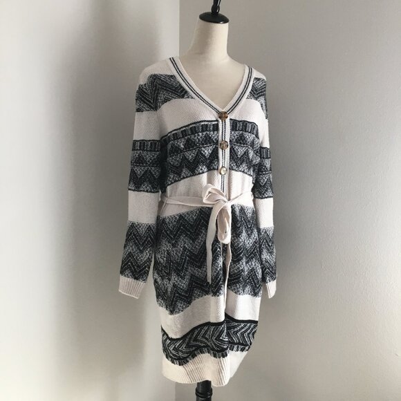 NWT LUCKY BRAND Petite MultiColor Belted Soft Knit Long Cardigan - Picture 1 of 9
